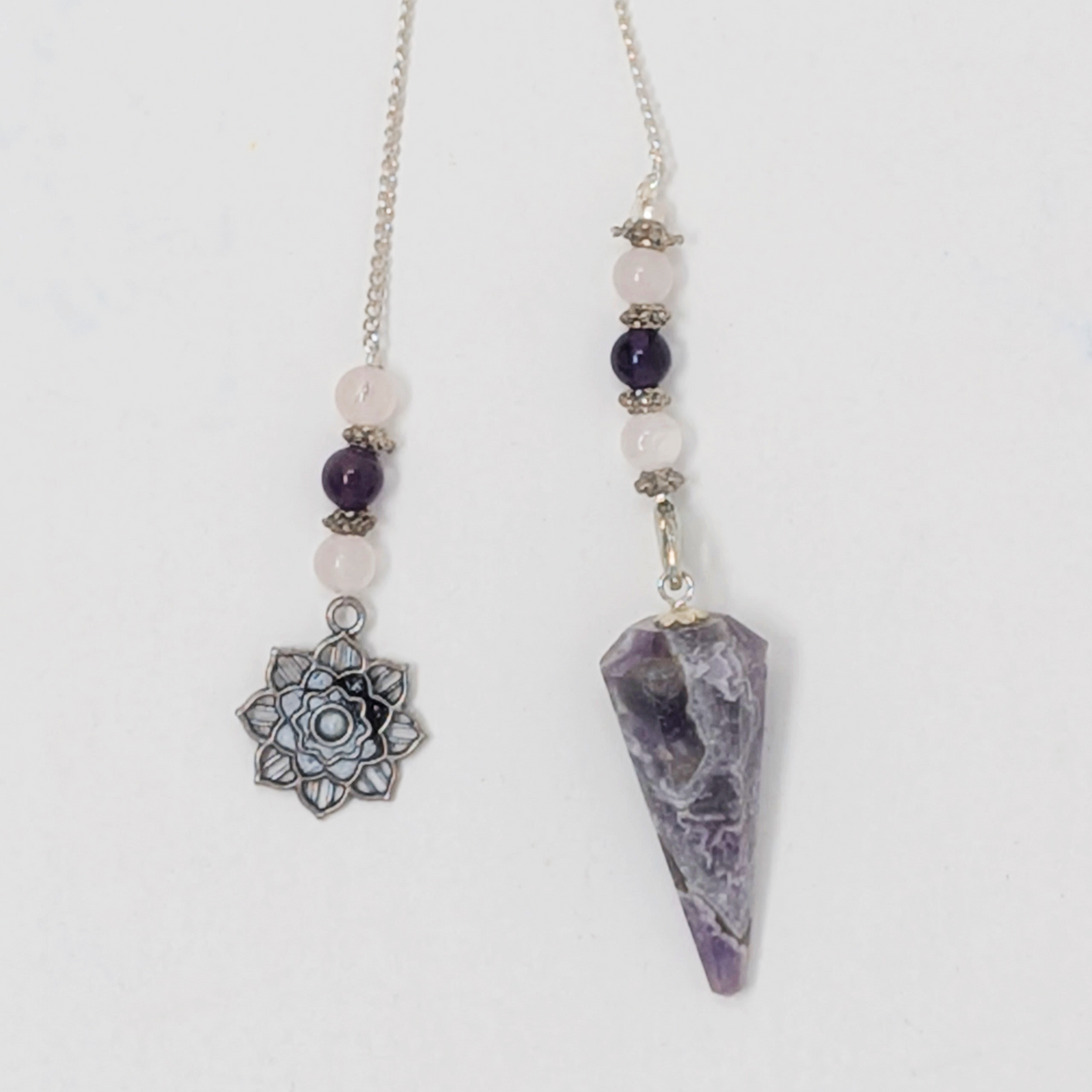 Amethyst Pendulum with Lotus Charm