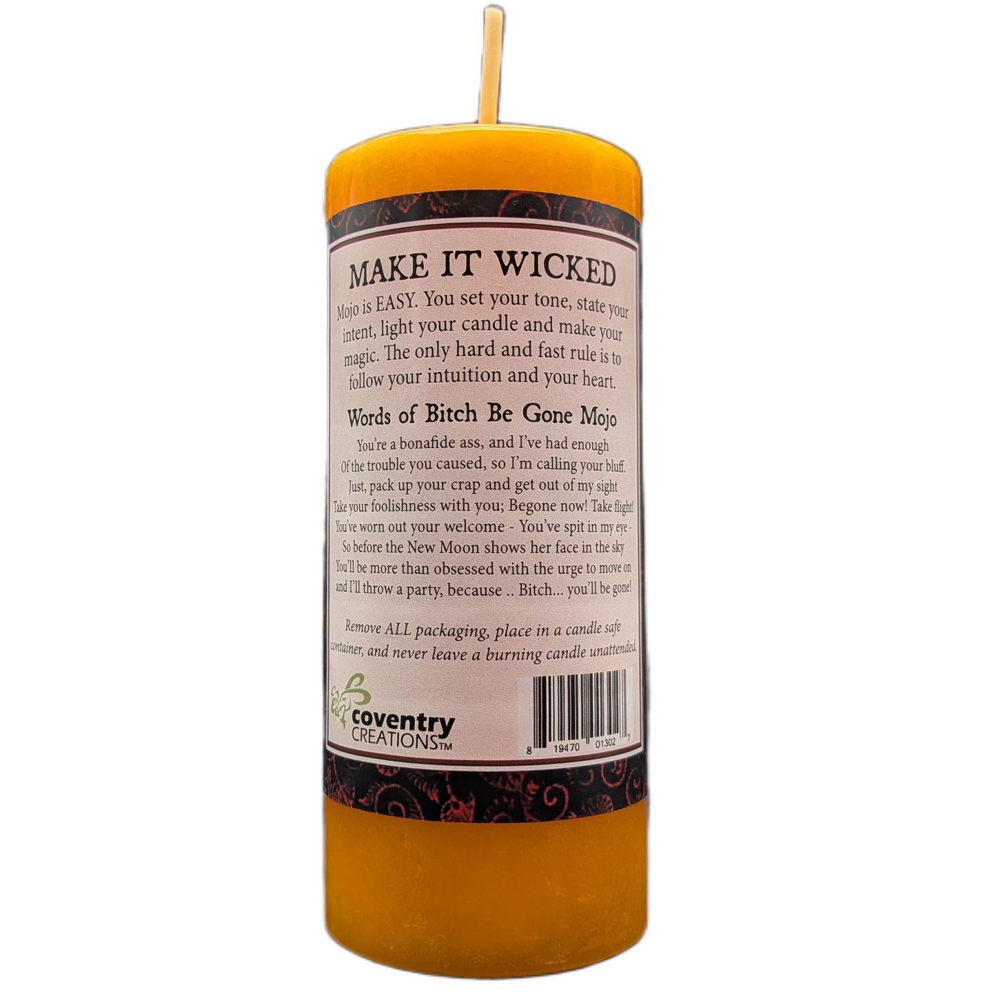 Bitch Be Gone Intention Candle by Dorothy Morrison