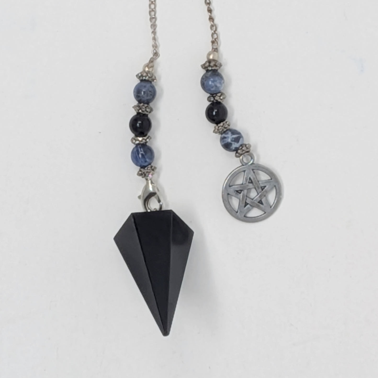 Black Obsidian Pendulum with Pentacle Charm