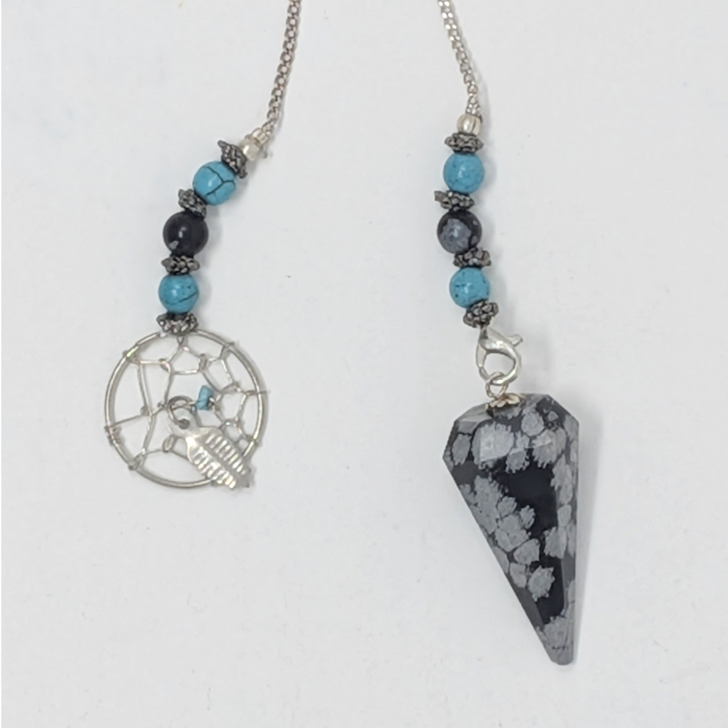 Snowflake Obsidian Pendulum with Dreamcatcher Charm