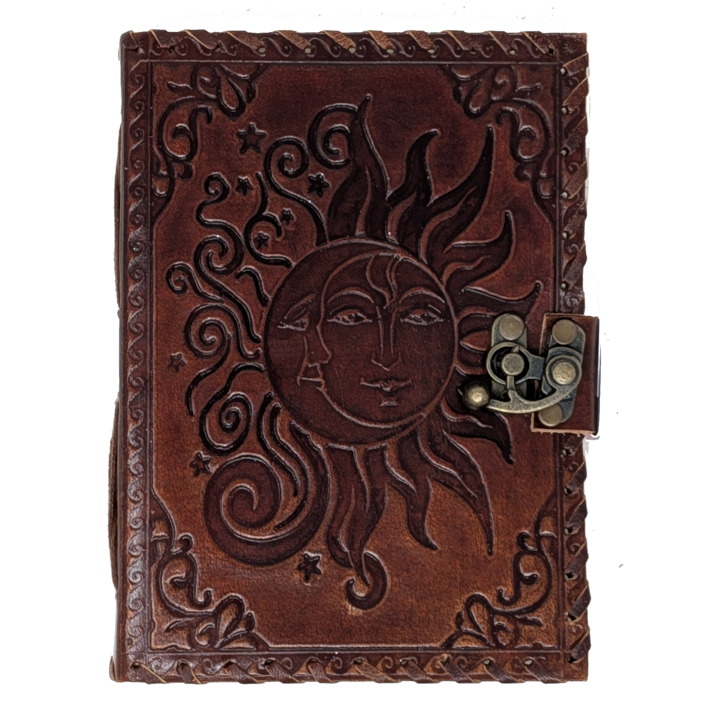 Embossed Celestial Blank Leather Journal (5 X 7 in.)
