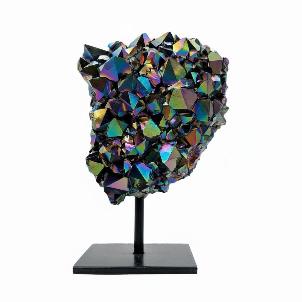 Titanium Aura Quartz Cluster on Stand