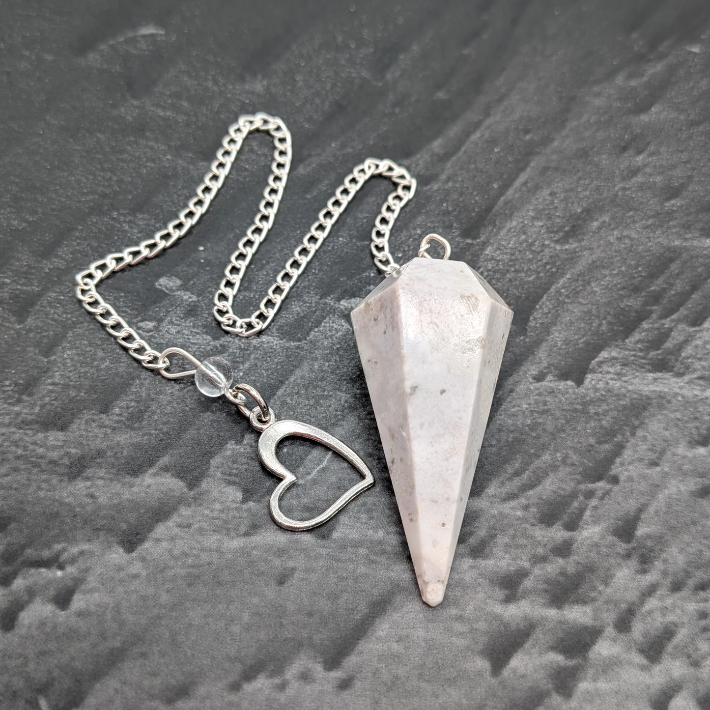 White Howlite Pendulum with Heart Charm