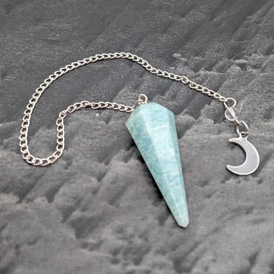 Amazonite Pendulum with Moon Charm
