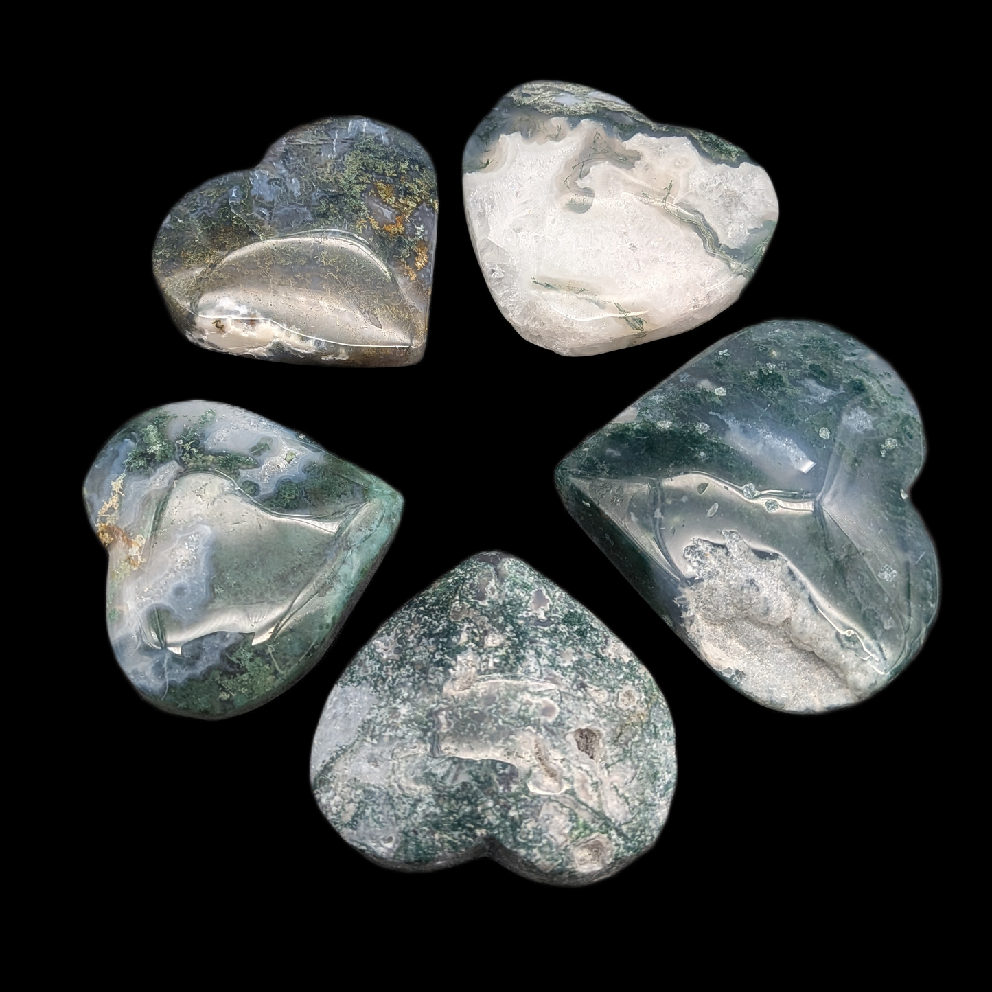 Moss Agate Hearts