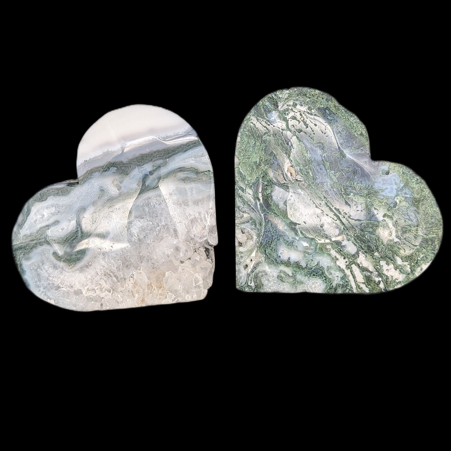 Moss Agate Hearts