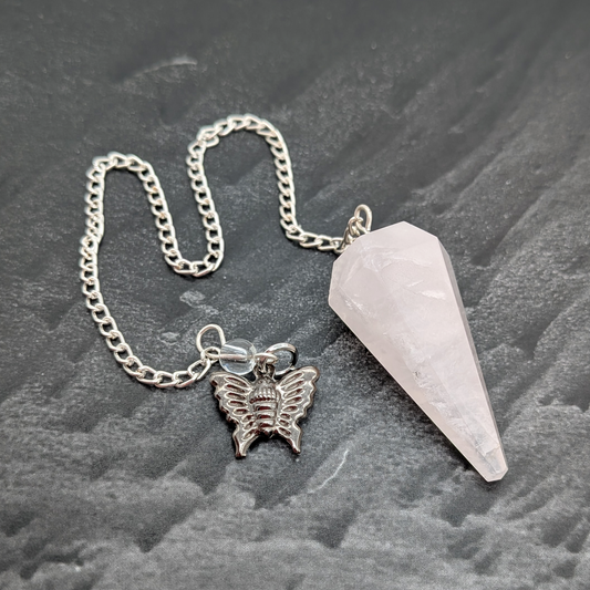 Rose Quartz Pendulum with Butterfly Charm