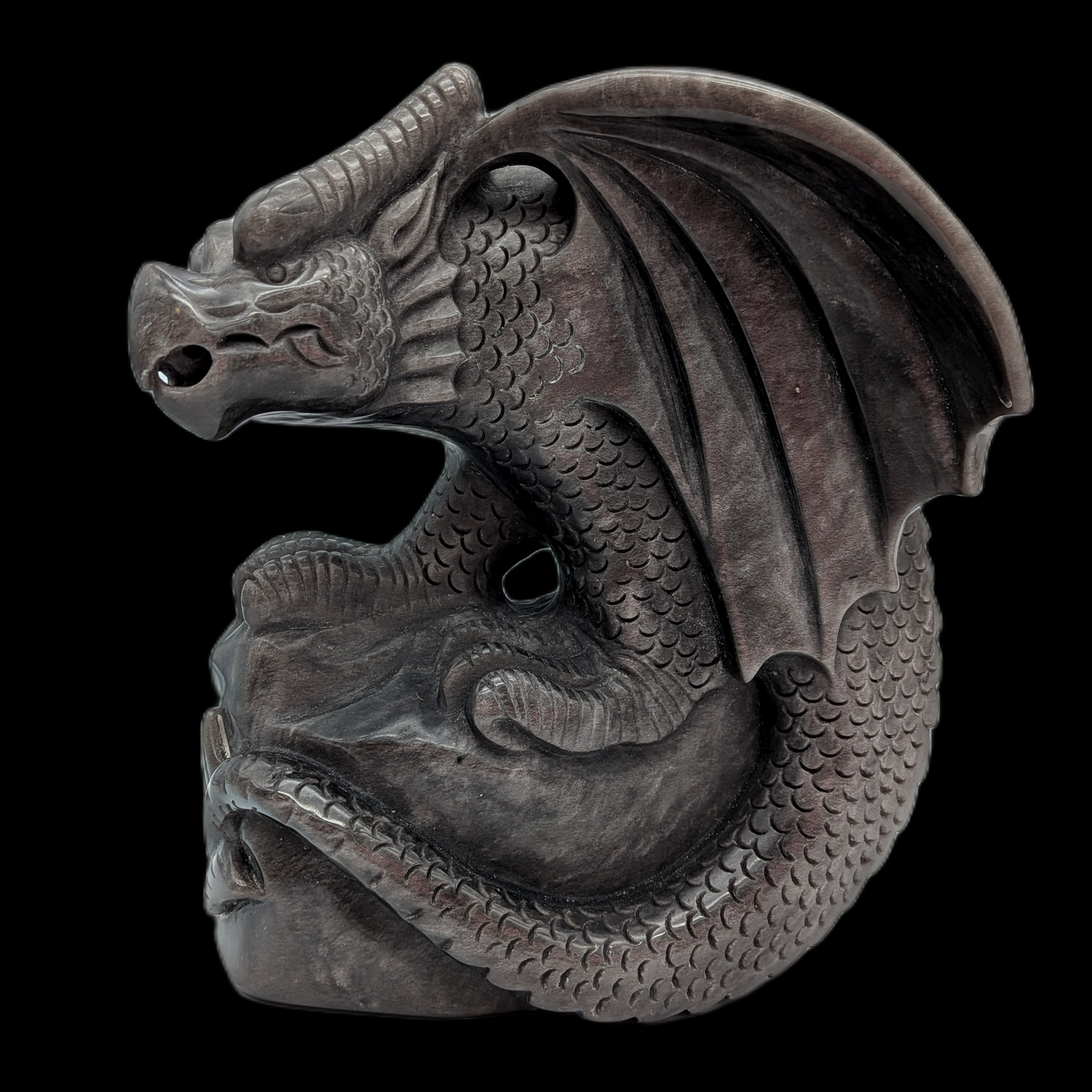 Silver Sheen Obsidian Dragon