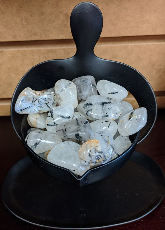Tourmalinated Quartz Tumbled Stones
