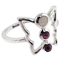 Nature's Butterfly Garnet & Rainbow Moonstone Ring