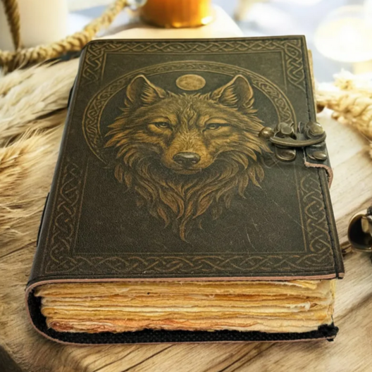 Vintage Celtic Wolf Printed Leather Journal