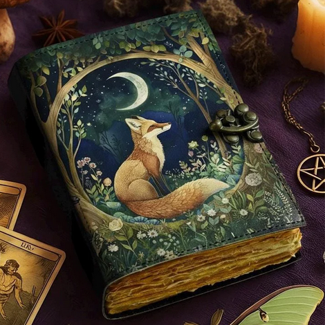 Moonlit Fox Printed Leather Journal
