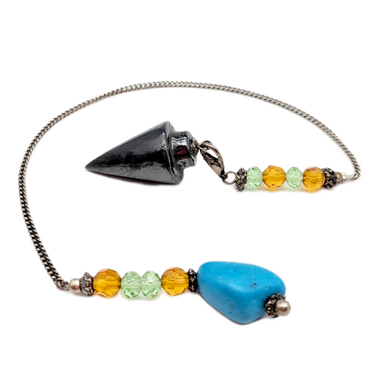 Hematite and Blue Howlite Pendulum