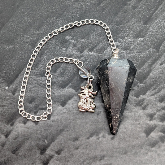 Hematite Pendulum with Dragon Charm