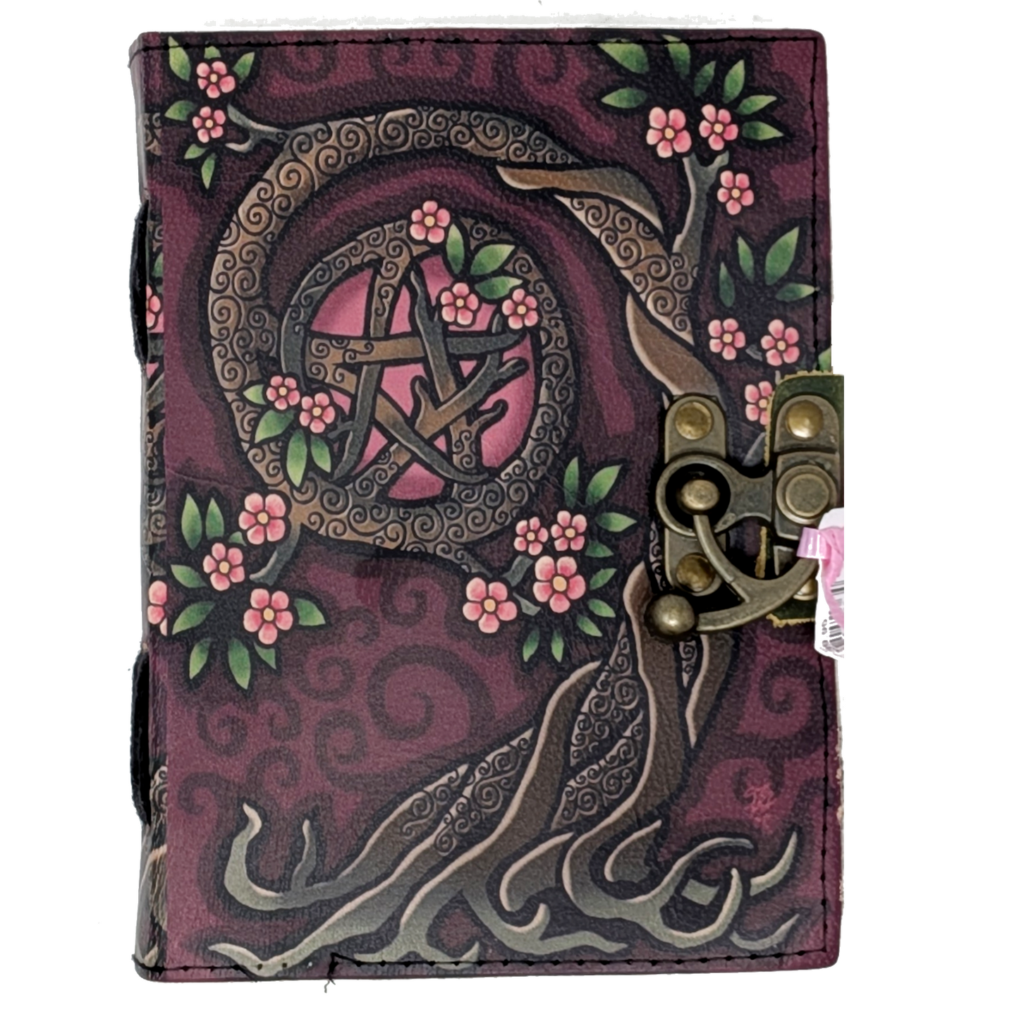 Embossed Pink Pentacle Blank Leather Journal (5 X 7 in.)