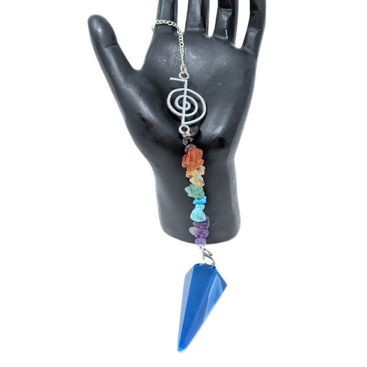 Blue Onyx Pendulum with Reiki Symbol
