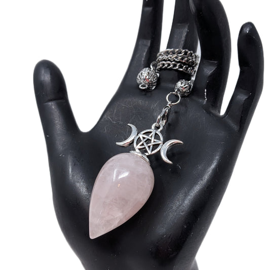 Rose Quartz Triple Moon Pendulum