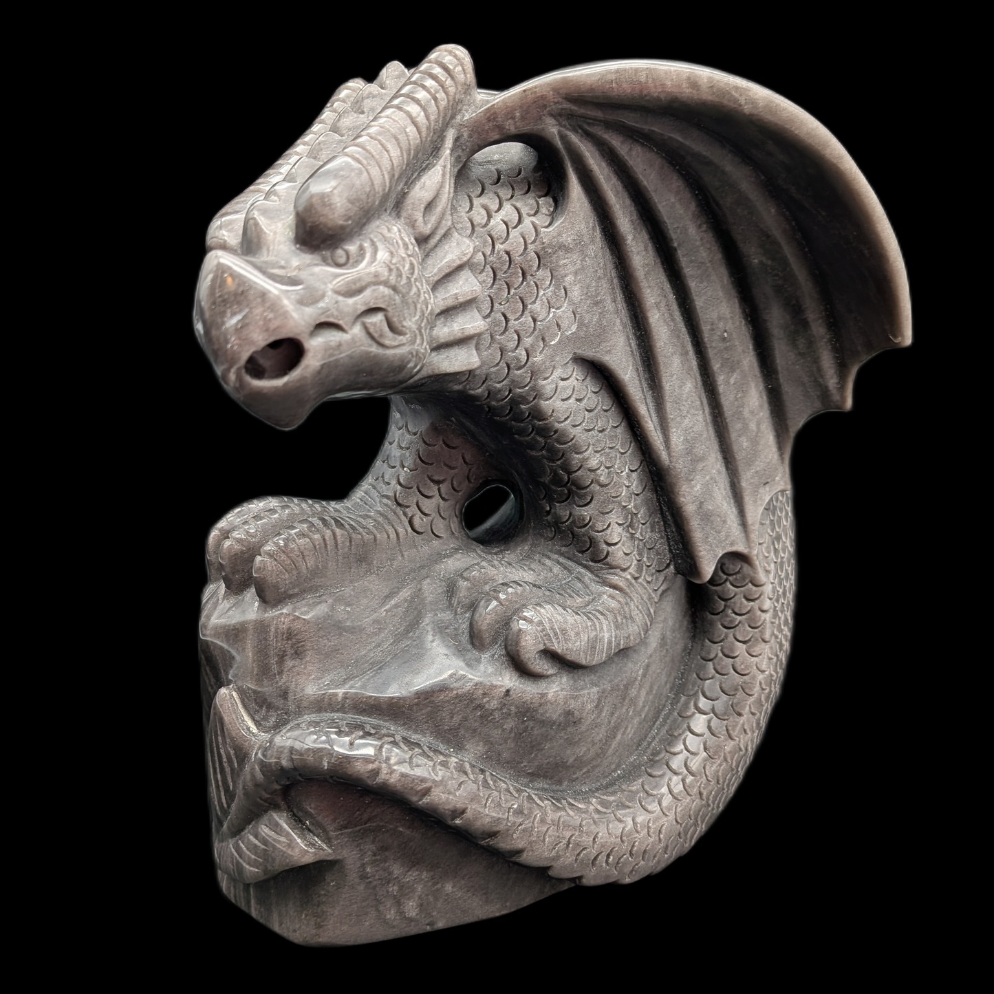 Silver Sheen Obsidian Dragon