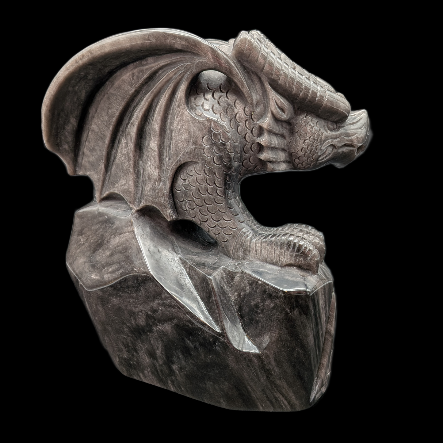 Silver Sheen Obsidian Dragon