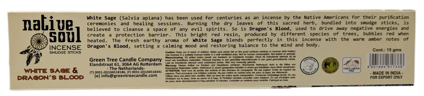 Native Soul White Sage & Dragon's Blood Stick Incense