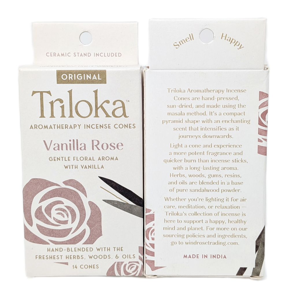 Triloka Vanilla Rose Cone Incense