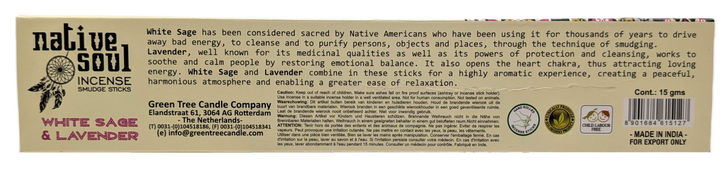 Native Soul White Sage & Lavender Stick Incense
